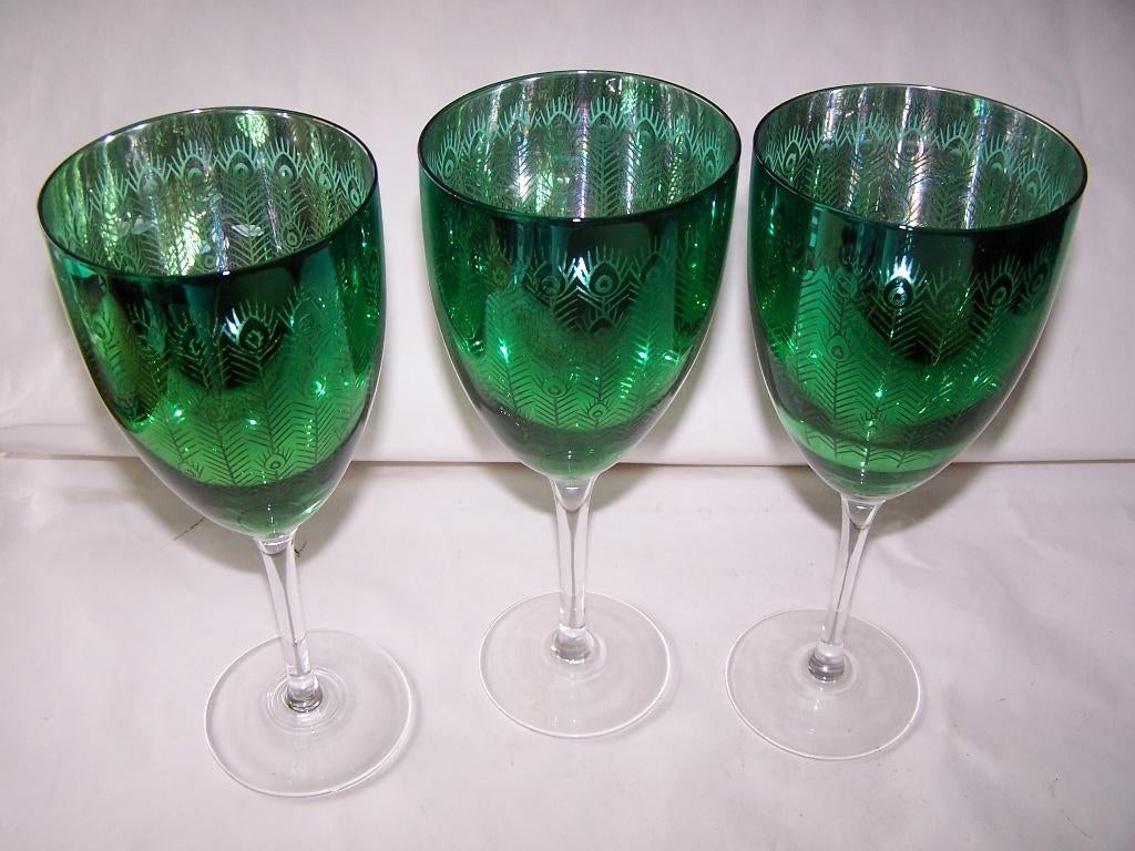 3 Artland green pauw wijnglazen, Zie foto's., Verzamelen, Glas en Borrelglaasjes, Ophalen of Verzenden, Zo goed als nieuw, Overige typen