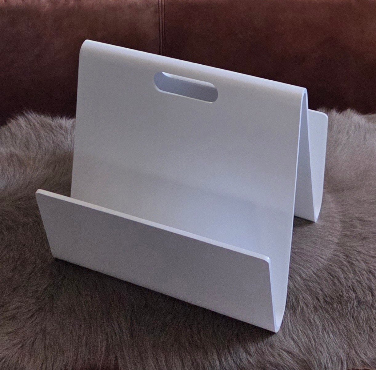 Design plywood 'Wave' tijdschriftenrek / lectuurbak – Wit, Huis en Inrichting, Woonaccessoires | Krantenbakken en Lectuurbakken