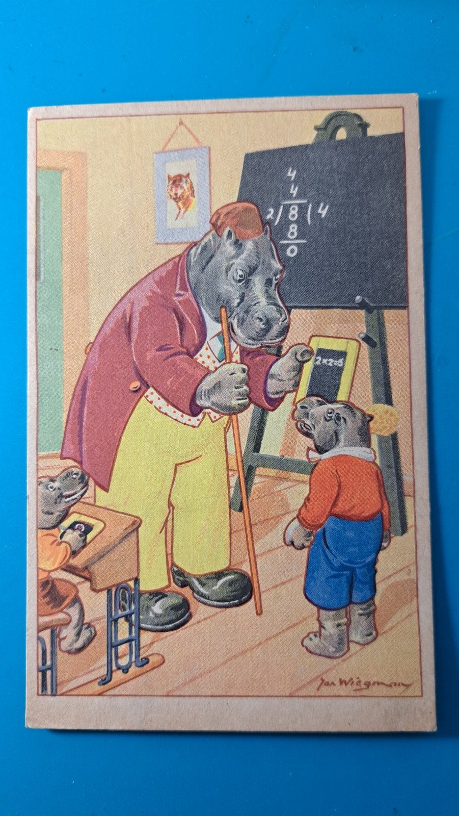Illustrator Jan Wiegman. Nijlpaarden op school 1941, Ophalen of Verzenden, 1940 tot 1960, Gelopen