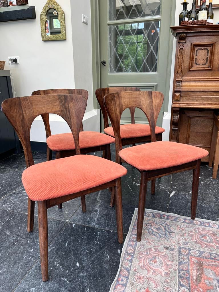 Set van 4 Niels Koefoed 'Peter' eetkamerstoelen, palissander, Ophalen