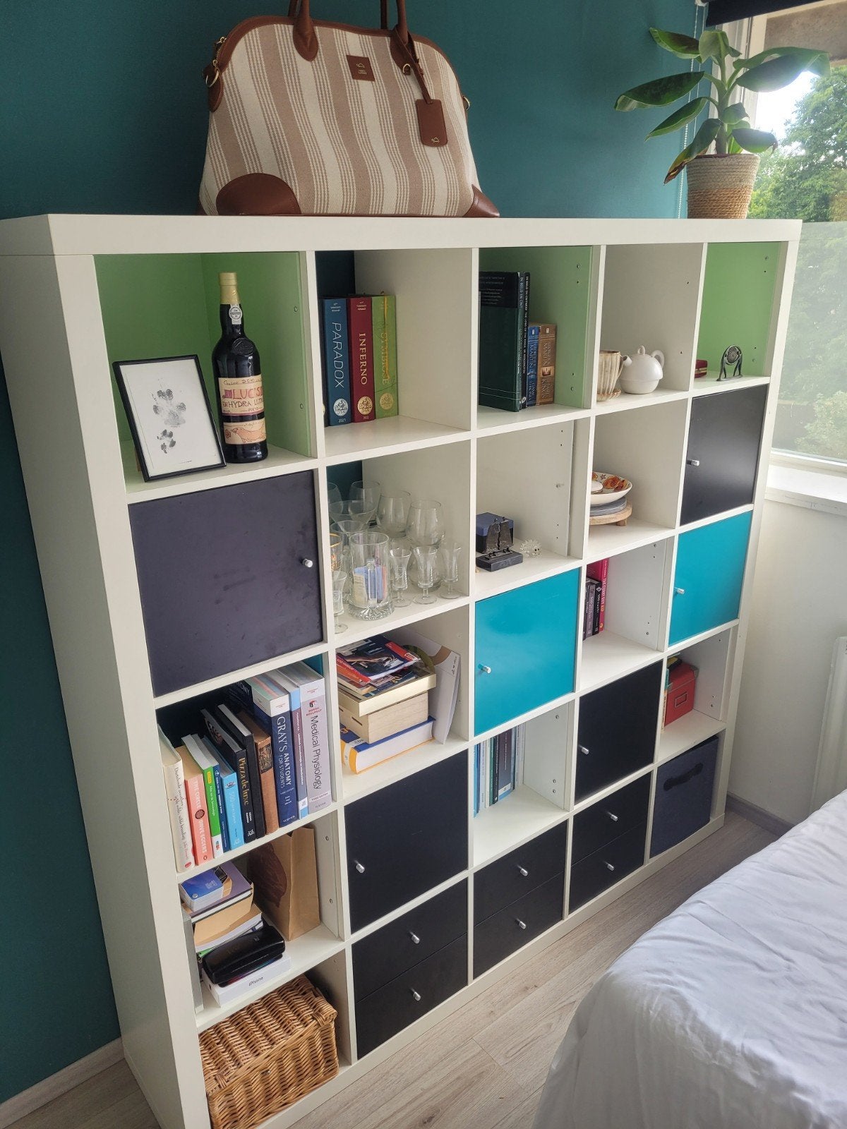 IKEA Kallax kast 5x5 met lades en deurtjes, Ophalen, 150 tot 200 cm, Zo goed als nieuw, 150 tot 200 cm