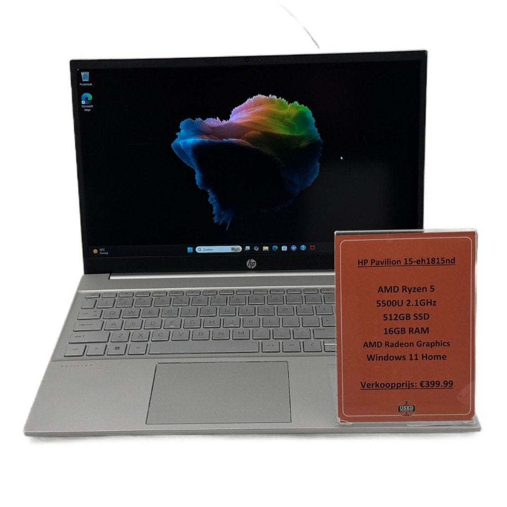 HP Pavilion 15-eh1815nd Laptop | Ryzen 5-5500 512GB SSD 16GB, Computers en Software, Hp, Met videokaart, 2 tot 3 Ghz, AMD Ryzen 5 5500U with Radeon Graphics