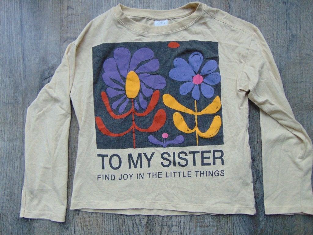 Zara longsleeve ecru bloemen maat 140 T-shirt lang mouwen, Kinderen en Baby's, Kinderkleding | Maat 140, Gebruikt, Meisje, Ophalen of Verzenden