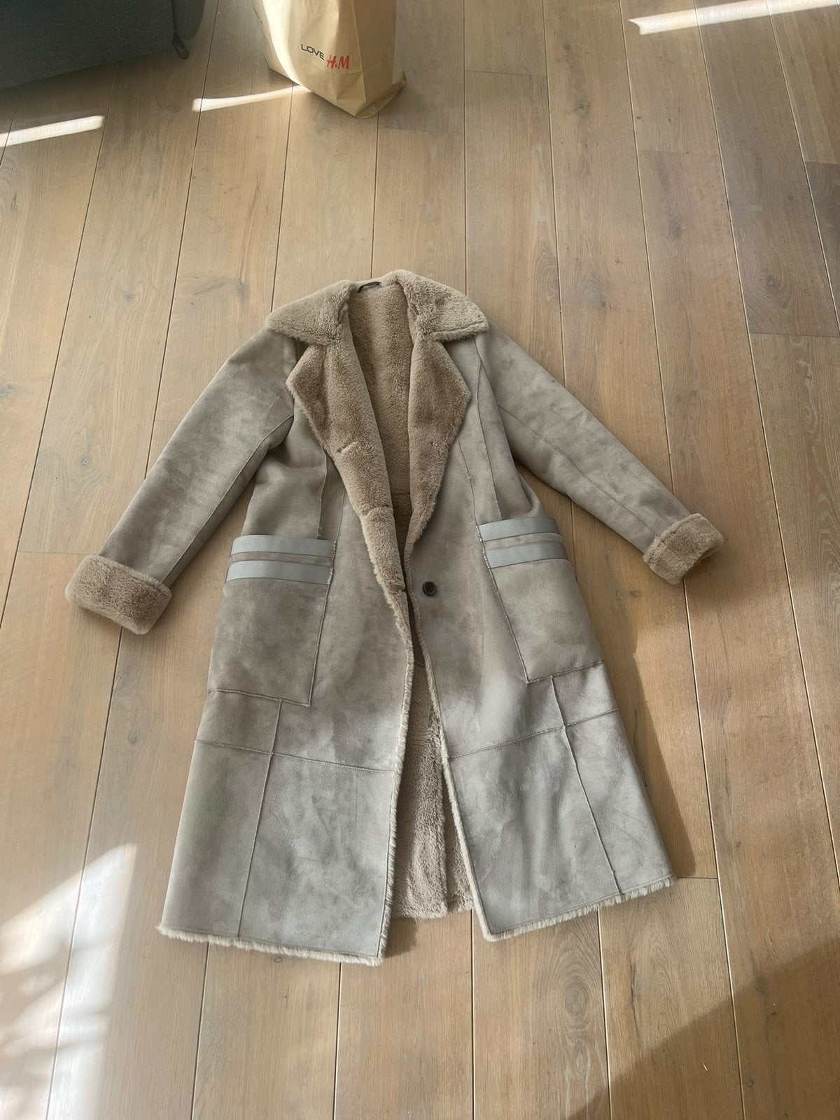 Creenstone lange jas met teddy voering, Ophalen, Zo goed als nieuw, Maat 42/44 (L), Beige