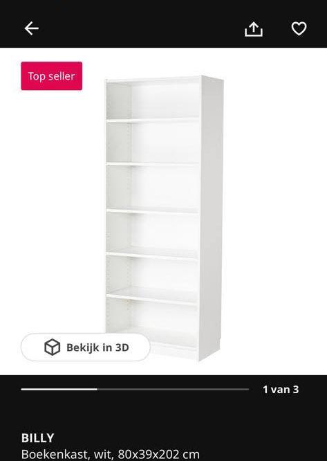IKEA Billy Boekenkast Wit, Ophalen, Met plank(en), 200 cm of meer, 50 tot 100 cm