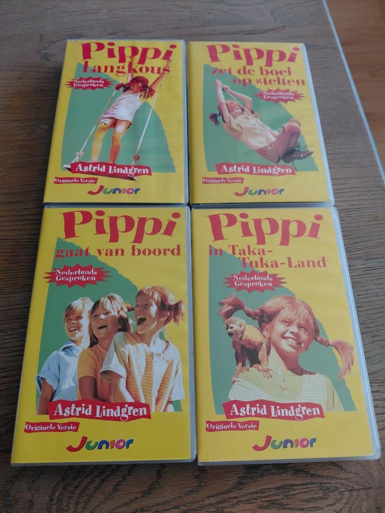 4 Pippi Langkous videobanden., Cd's en Dvd's, VHS | Kinderen en Jeugd, Gebruikt, Alle leeftijden, Kinderprogramma's en -films