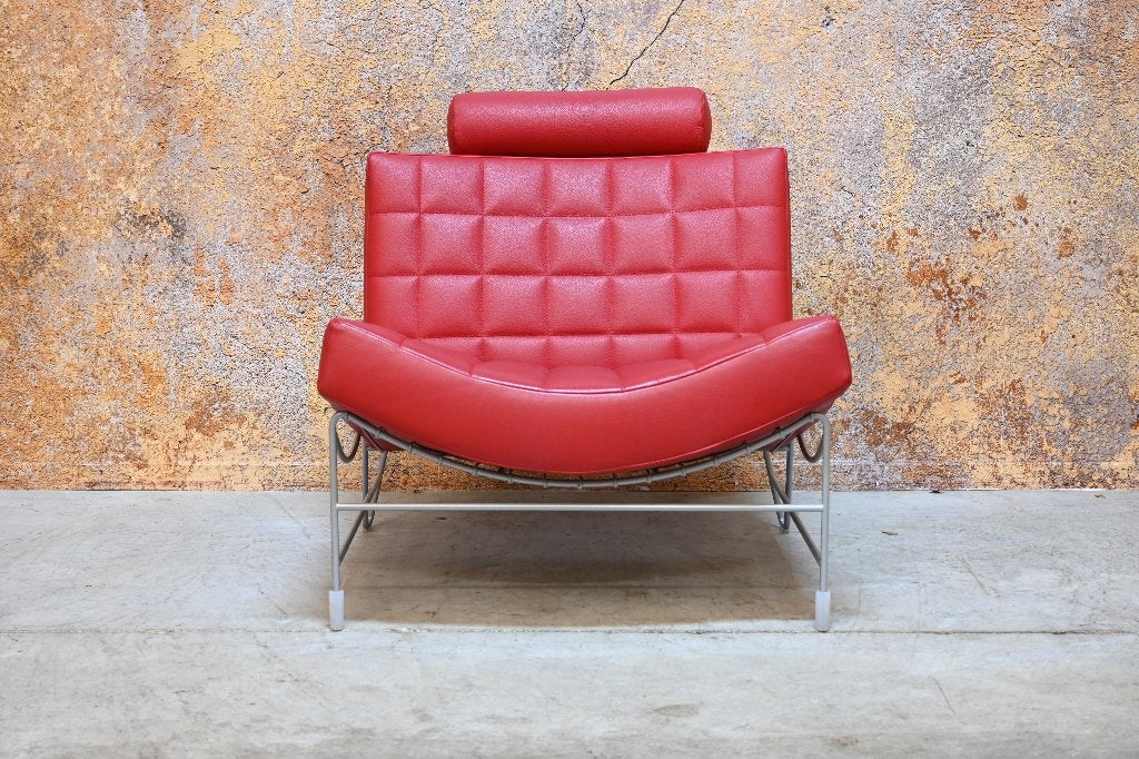 Als NIEUW! rode leren Leolux Volare design fauteuil, Leolux, Leolux, 75 tot 100 cm, Ophalen of Verzenden