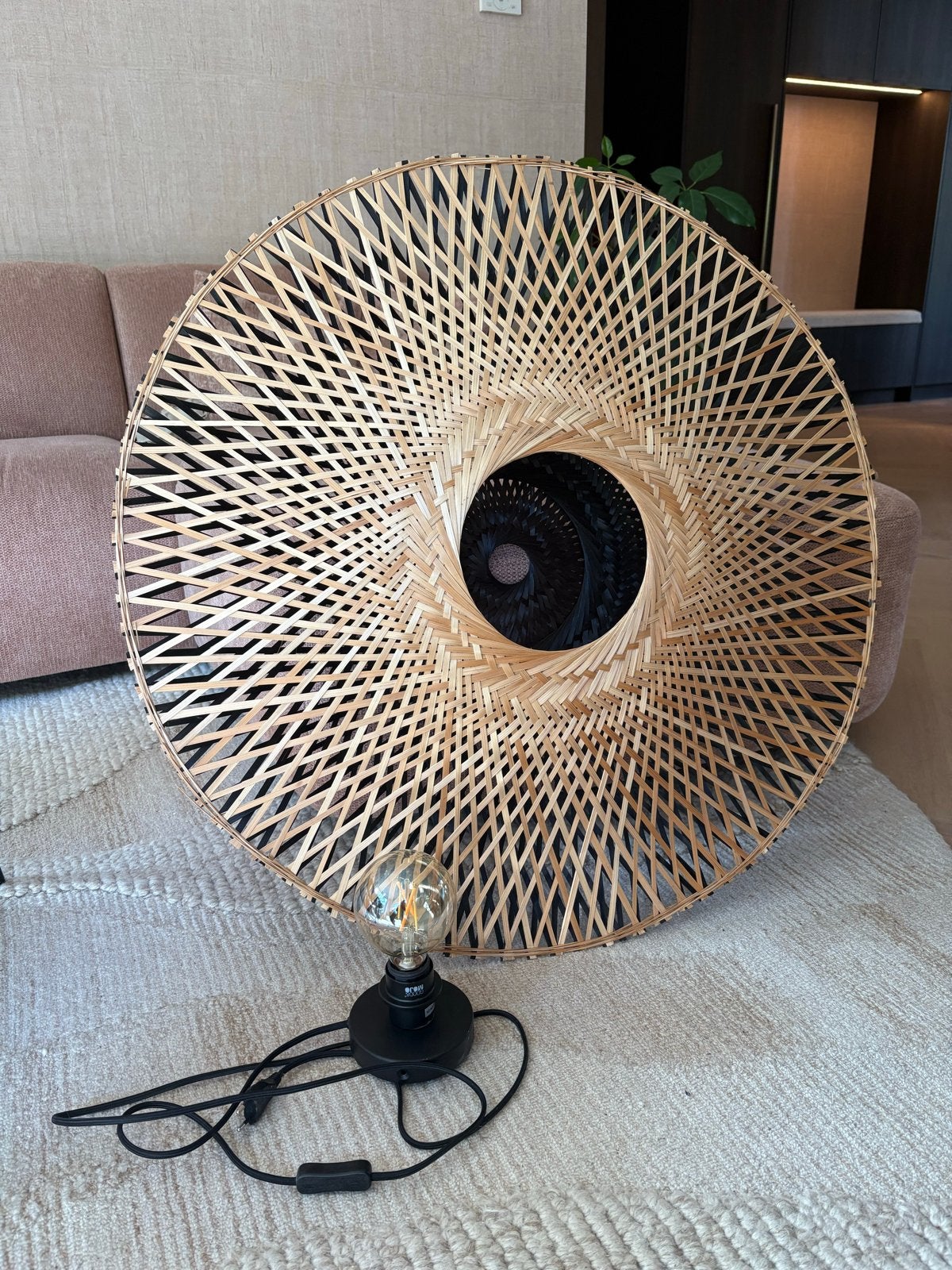 GOOD & MOJO Bali wandlamp van bamboe, Ø 87 cm, Ophalen, Zo goed als nieuw, Hout