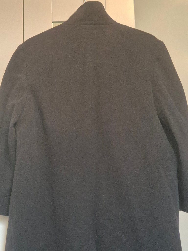 Erich Fend wollen mantel zwart (wol & cashmere), Zwart, Maat 42/44 (L), Gedragen, Erich Fend