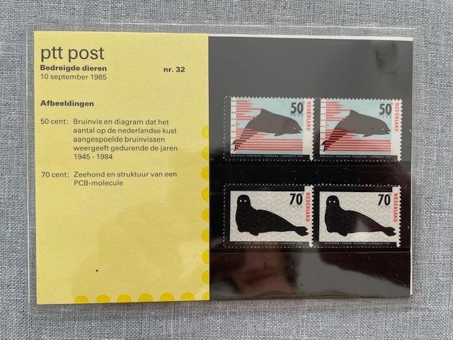Postzegelmapje PZM32 - Bedreigde dieren 1985 Postfris, Ophalen of Verzenden, Postfris, Dier of Natuur