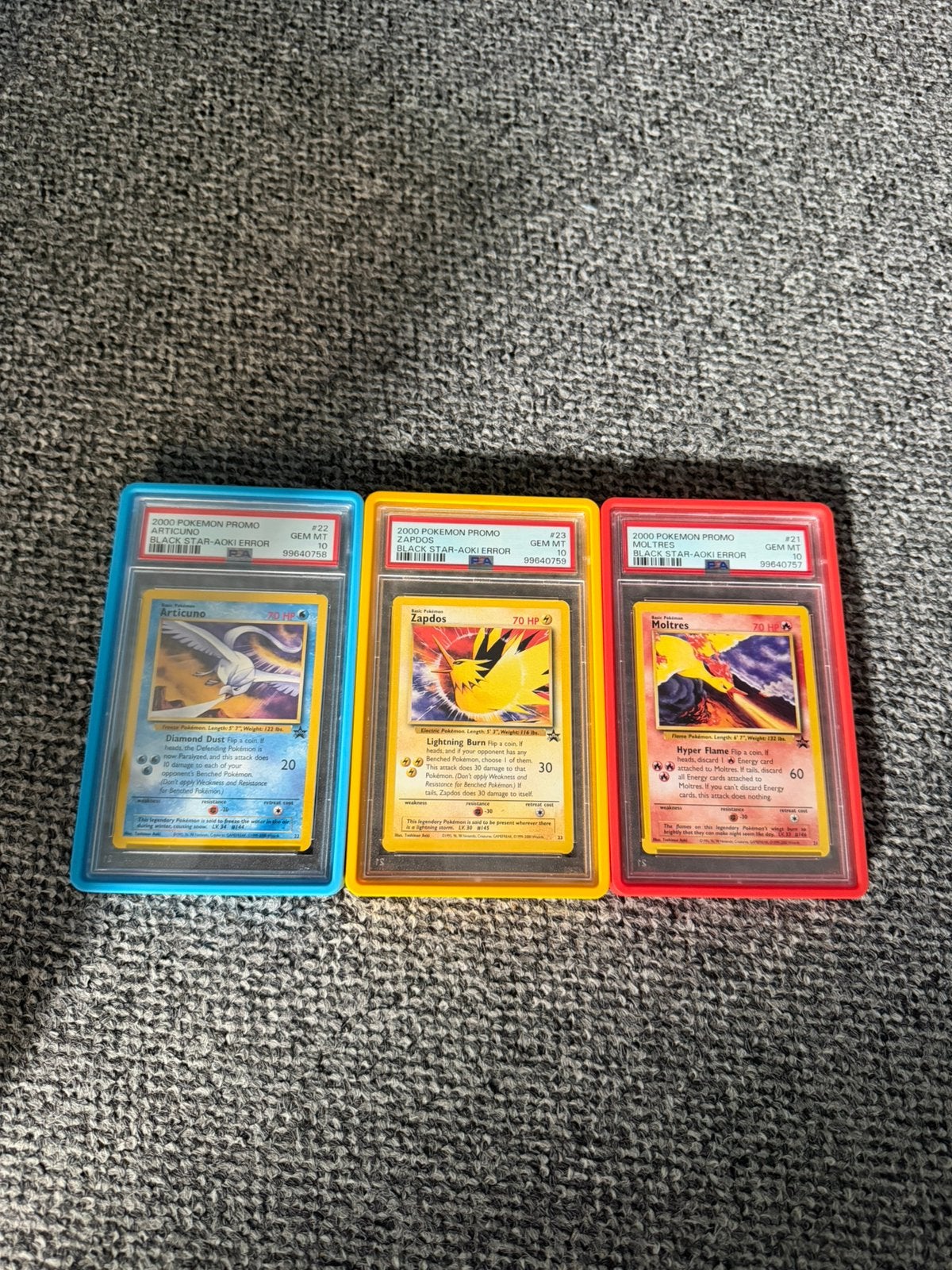Pokemon articuno moltres zapdos black star, Ophalen of Verzenden, Zo goed als nieuw, Meerdere kaarten, Foil