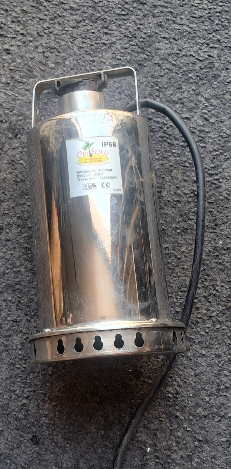 Dompelpomp SP900ACS 900W - 12000L/u - IP68, Tuin en Terras, Ophalen, Gebruikt, Elektrisch, Dompelpomp