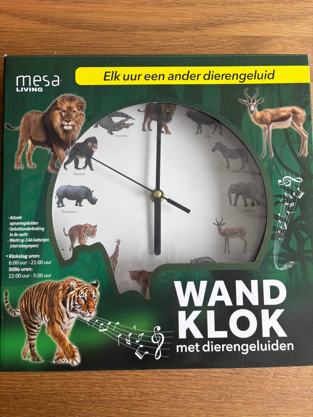 Mesa Living Wandklok met Dierengeluiden, Meerkleurig, Ophalen of Verzenden, Zo goed als nieuw, Klok