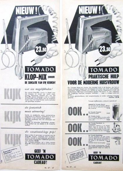 28 vintage advertenties reclames Tomado producten 1949-69, Ophalen of Verzenden, Gebruikt, Overige typen