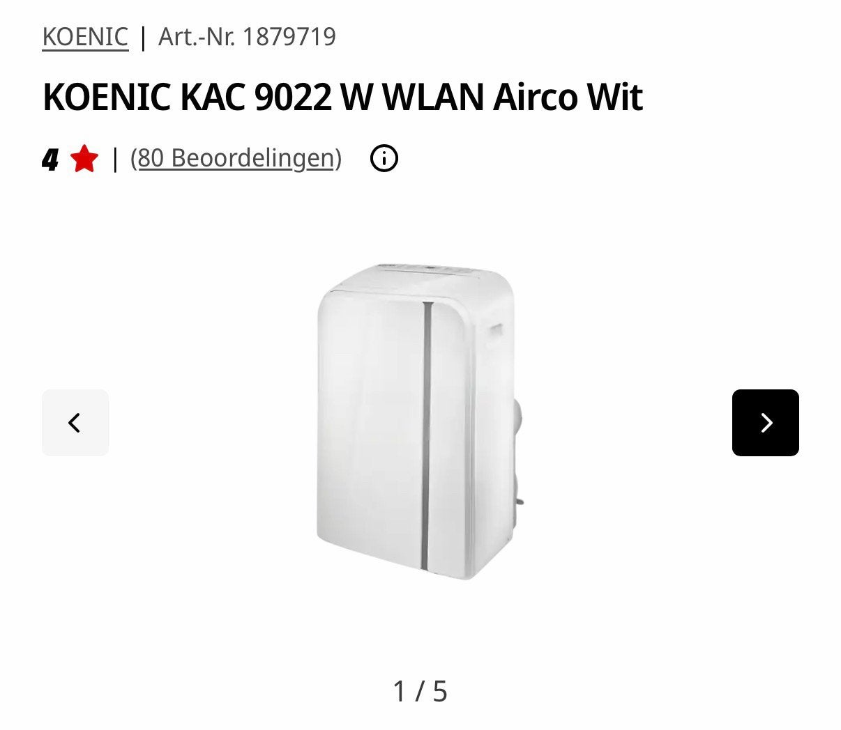 Mobiele airconditioning Koenic KAC 9022, Witgoed en Apparatuur, Airco's, Ophalen, Minder dan 60 m³, 3 snelheden of meer, Zo goed als nieuw