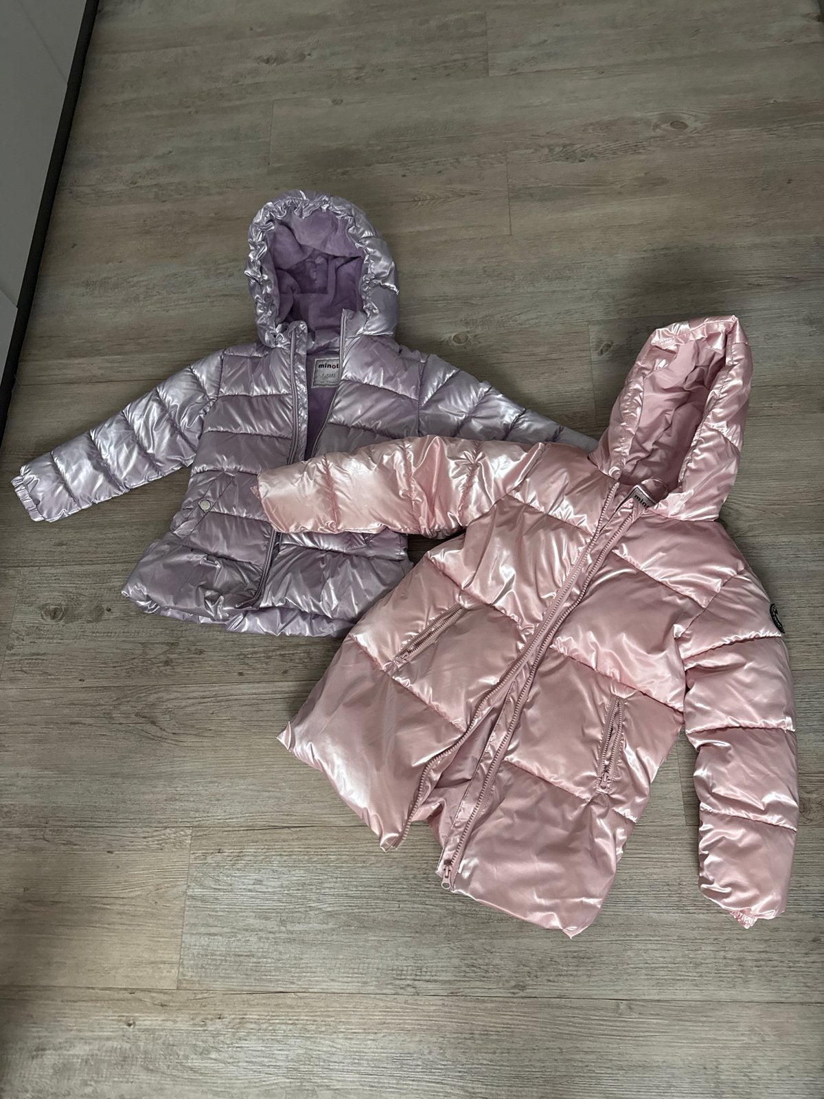 Minoti winterjassen 5-6 jaar (110/116 cm) - lila en roze, Ophalen of Verzenden, Zo goed als nieuw, Meisje