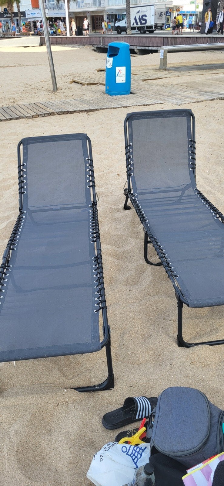 Comfortabele strandstoel/ligbed (2 stuks), Ophalen, Aluminium, Inklapbaar