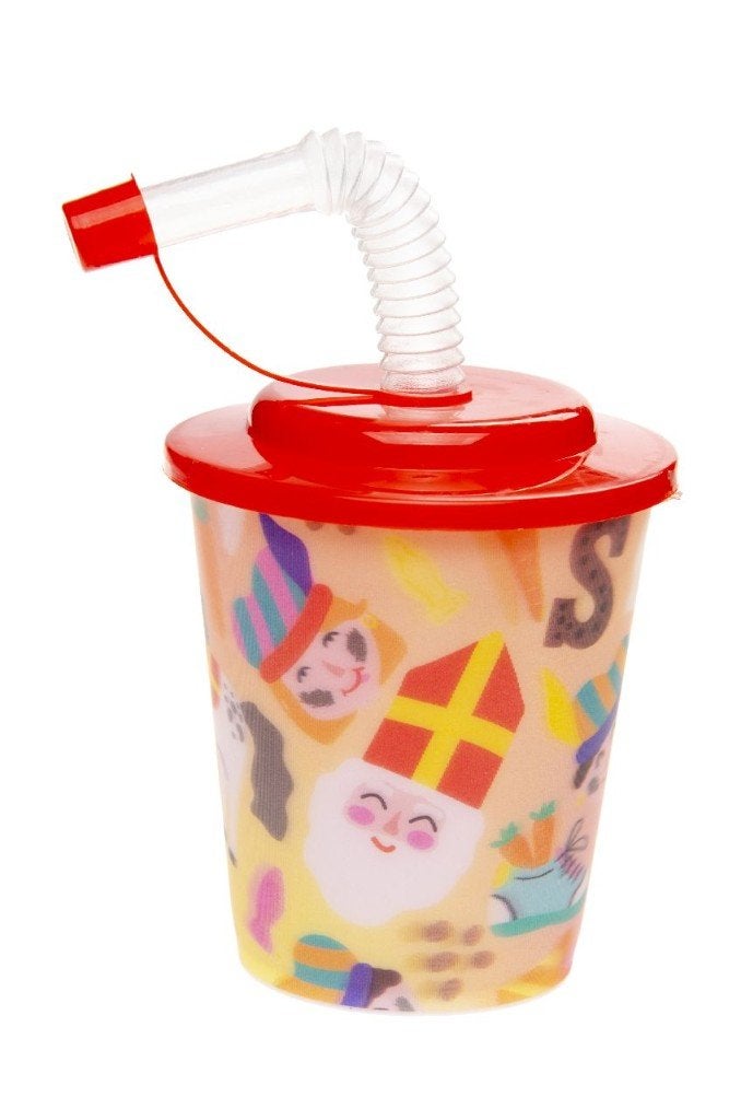 PARTIJ 3D BEKER MET RIETJE EN DEKSEL SINTERKLAAS, Diversen, Sinterklaas, ., Nieuw, Ophalen of Verzenden, .
