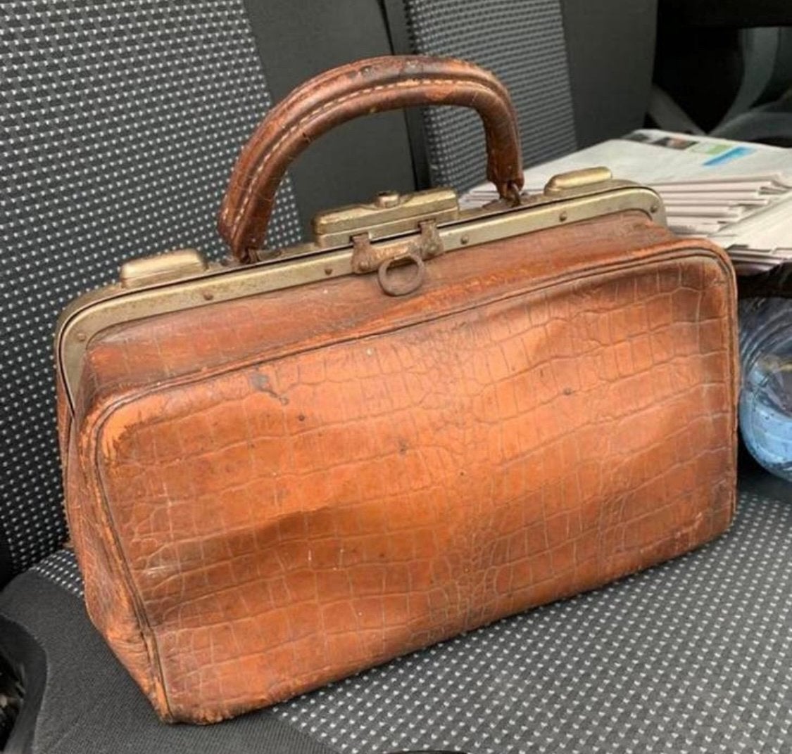 Tas mooie antieke vintage brocante lederen dokters tas., Ophalen of Verzenden