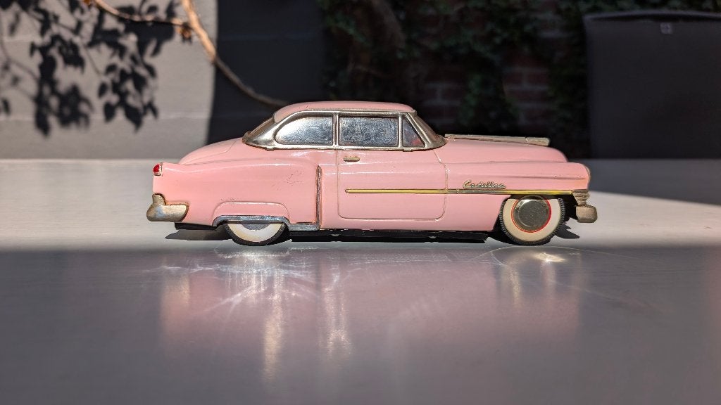 Vintage blikken vijftiger jaren Pink Cadillac Sedan, Antiek en Kunst, Ophalen of Verzenden