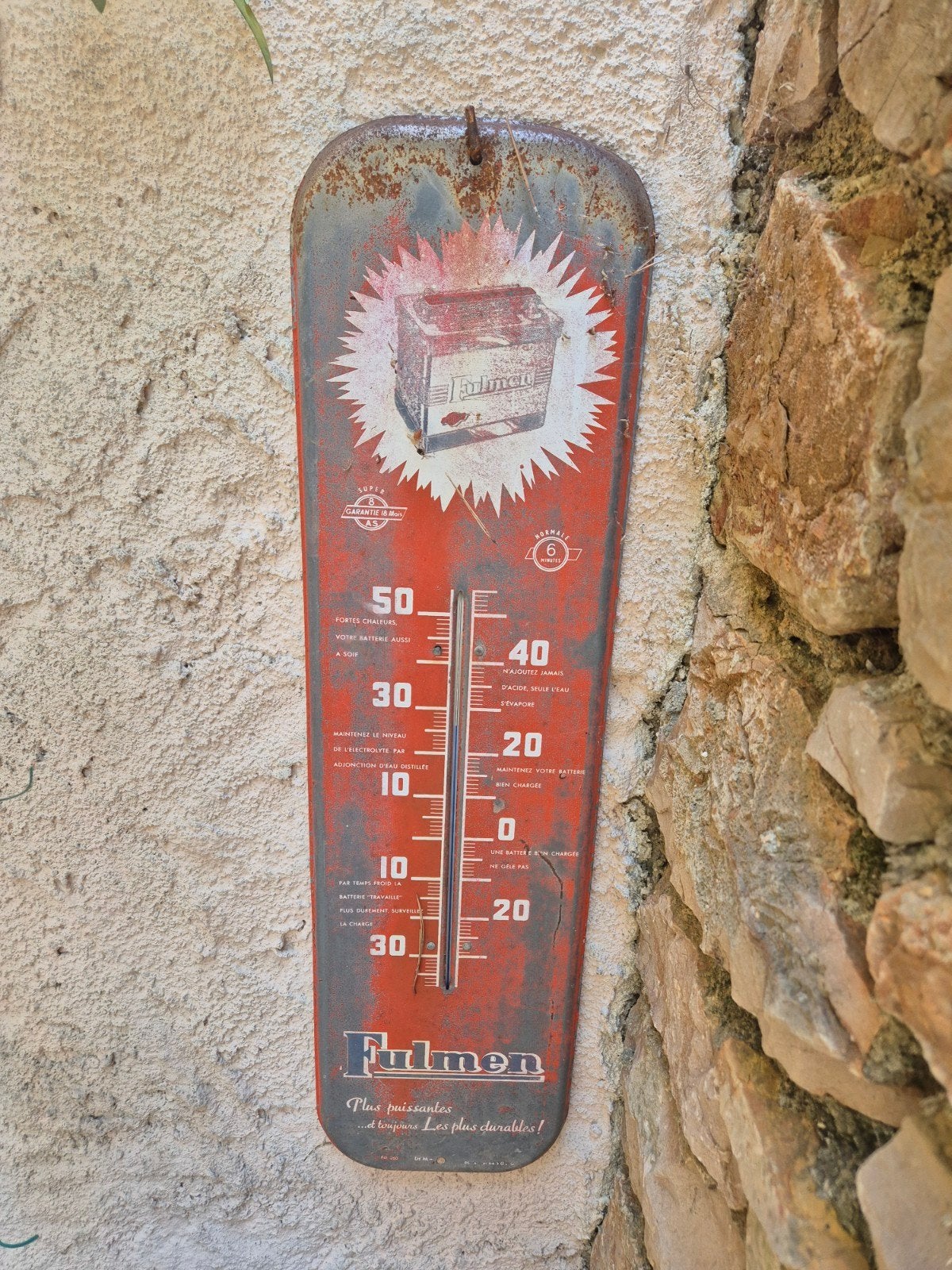Fulmen emaille bord thermometer, Ophalen of Verzenden, Gebruikt, Reclamebord