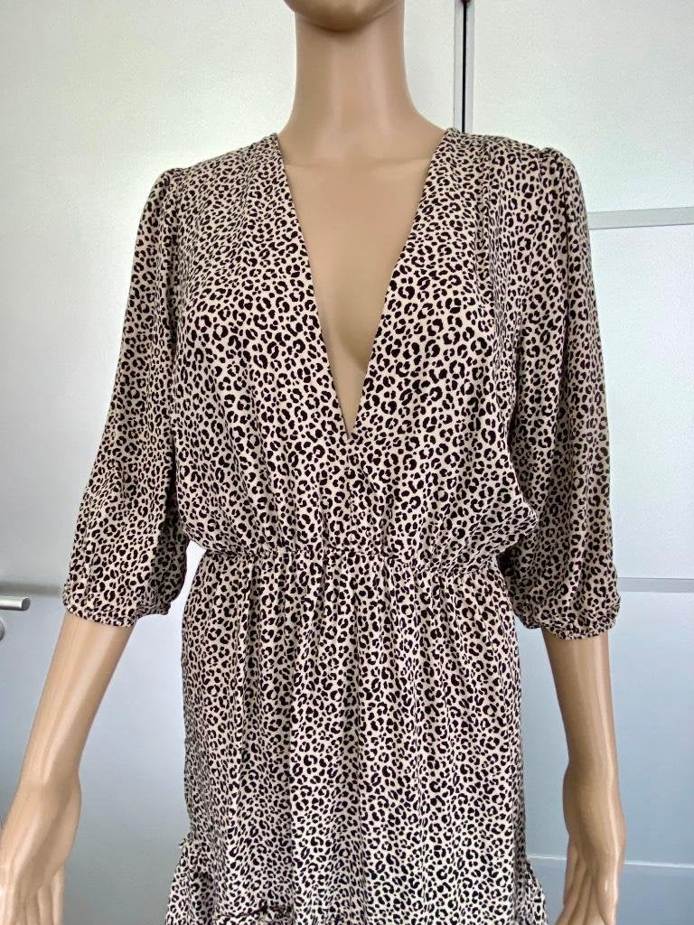 i448 Nikkie maat 36=S jurk jurkje beige/zwart, Kleding | Dames, Jurken, Beige, Ophalen of Verzenden, Zo goed als nieuw, Nikkie