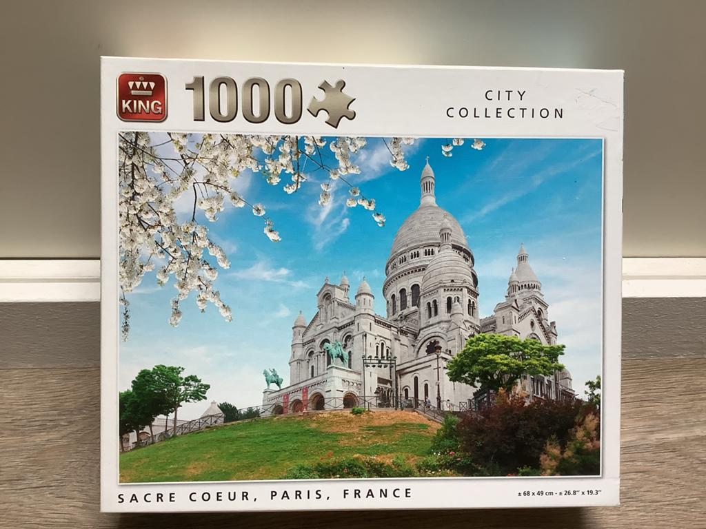 King Legpuzzel 1000 stukjes Sacre Coeur Parijs, Ophalen of Verzenden, 500 t/m 1500 stukjes, Zo goed als nieuw, Legpuzzel
