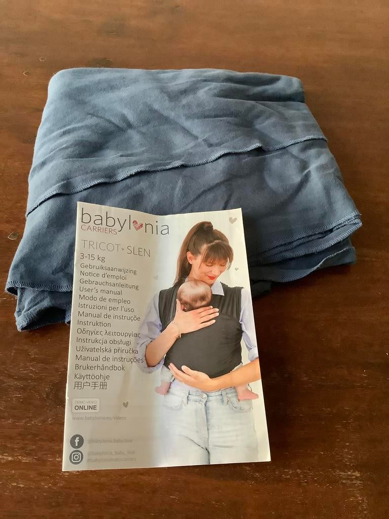 Babylonia Tricot-Slen Draagdoek - Blauw (3-15 kg), Draagdoek, Zo goed als nieuw, Buik, Rug of Zij, Ophalen