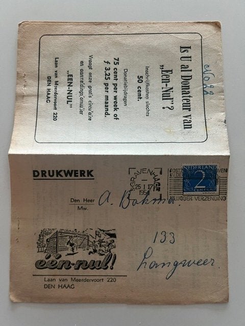 zeer oud toto formulier (1954), Ophalen of Verzenden, Gebruikt, Overige binnenlandse clubs, Overige typen