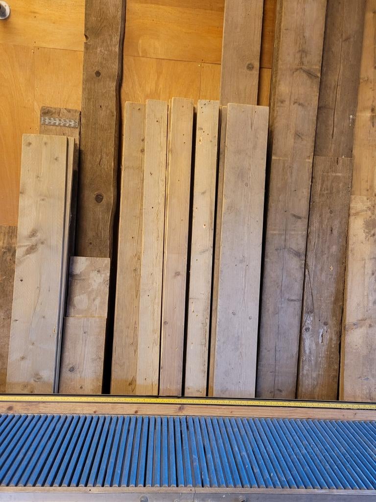 Oud doorleefd steigerhout - op maat gezaagd, Doe-het-zelf en Verbouw, Hout en Planken, Ophalen, Gebruikt, 25 tot 50 mm, Plank