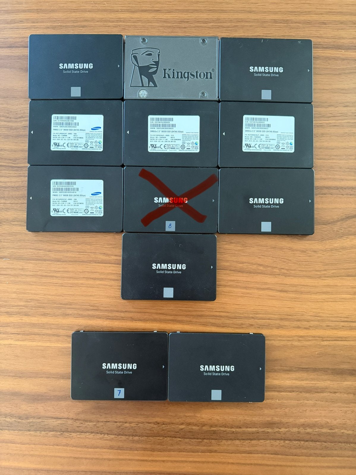 12 verschillende SSDs van Samsung en Kingston. tot 2TB, Computers en Software, Harde schijven, Intern, 2TB, Gebruikt, Samsung SSD