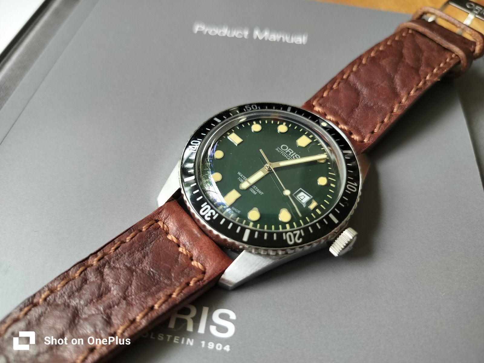Oris Diver Sixty-Five Green Automatic Horloge Full-set 42 mm, Ophalen of Verzenden, Zo goed als nieuw, Zwart, Android