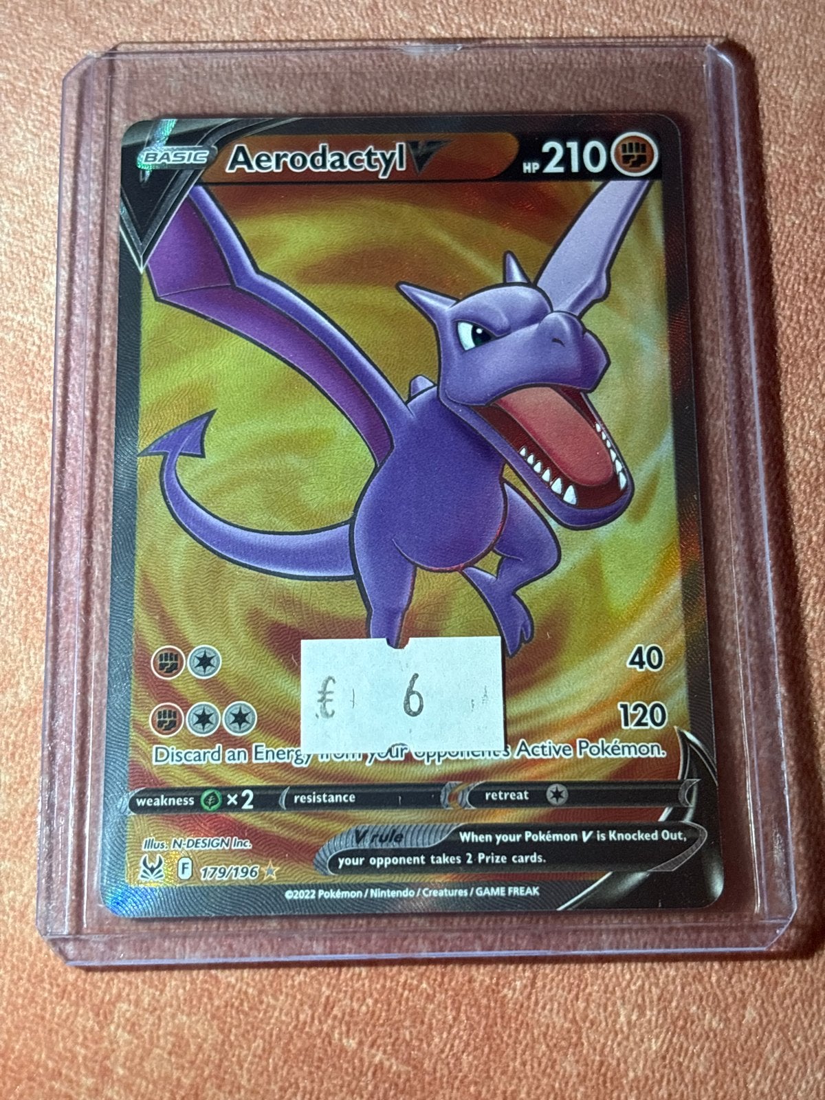 Aerodactyl V Pokémon kaart 179/196, Ophalen of Verzenden, Zo goed als nieuw, Losse kaart