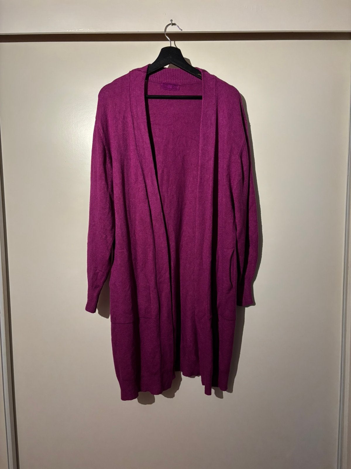 Paars/roze lang vest maat 46/48 €5,00 koopje!!, Kleding | Dames, Grote Maten, Ophalen of Verzenden, Zo goed als nieuw, Paars, Trui of Vest