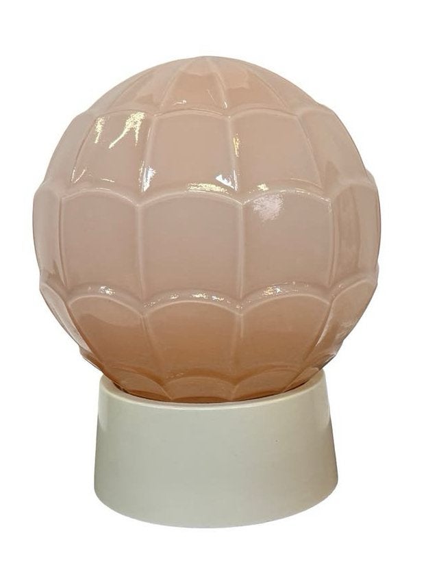 Vintage roze glazen bol Thabur Artisjok, Met schakelaar, Overige merken, Gebruikt, Lamp