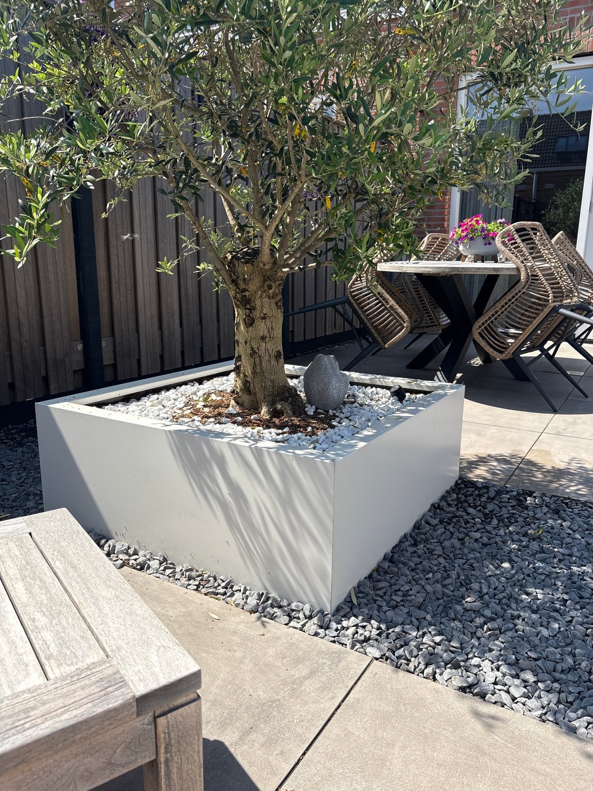 Nieuwe Sev Plantenbak Groot wit 100x100x40 metaal, Tuin en Terras, Bloembakken en Plantenbakken, Ophalen, 100 cm of meer, Vierkant