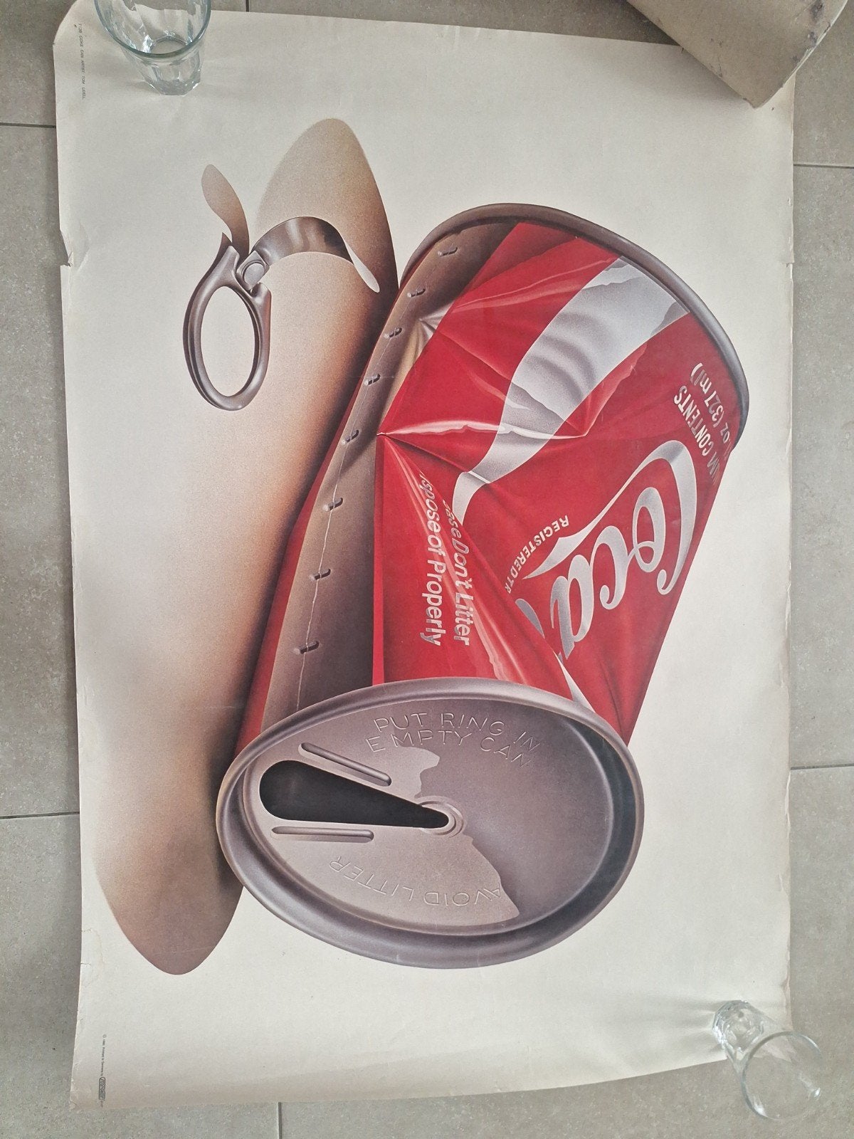 Vintage Coca-Cola poster - Tom Lidell - 1980, Ophalen, Gebruikt, Overige typen