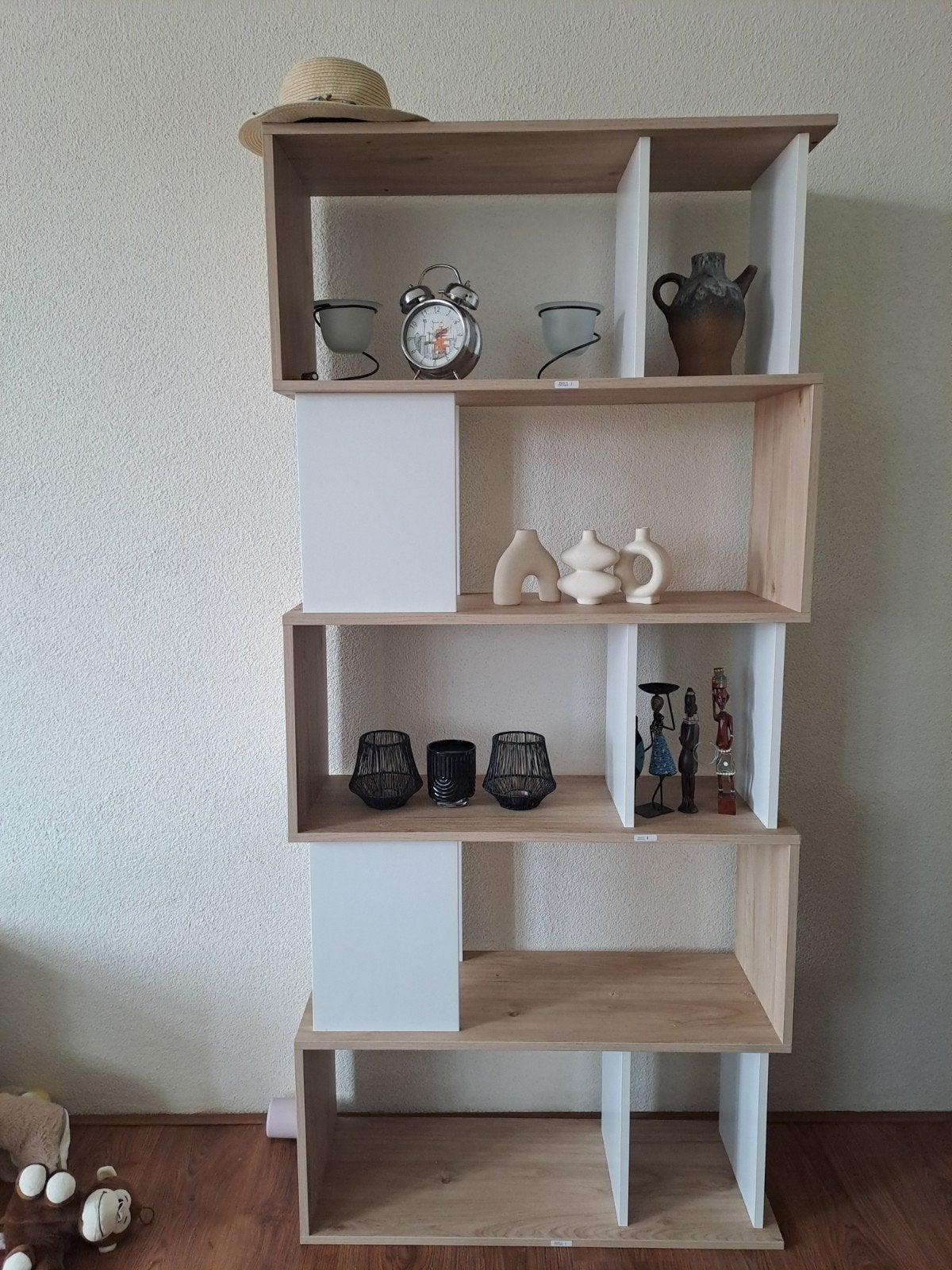 Moderne Boekenkast/Open Kast - Hout en Wit Design, Met plank(en), Modern, Scandinavisch, Zo goed als nieuw, Overige houtsoorten