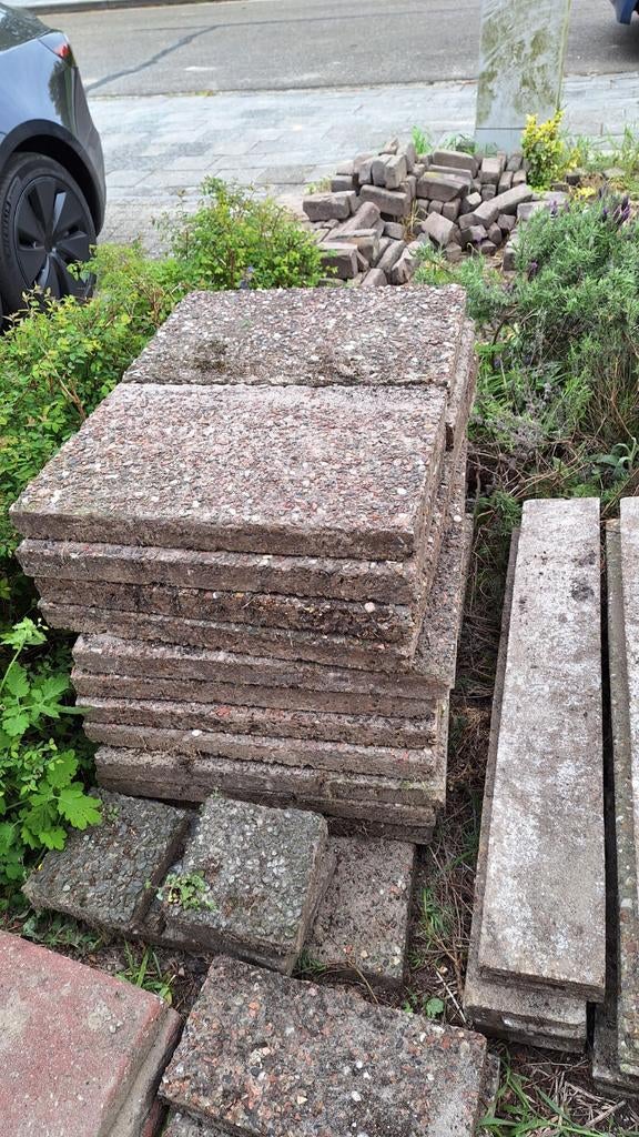 Grindtegels 60x40 8 stuks, Ophalen, Gebruikt, Beton, Terrastegels