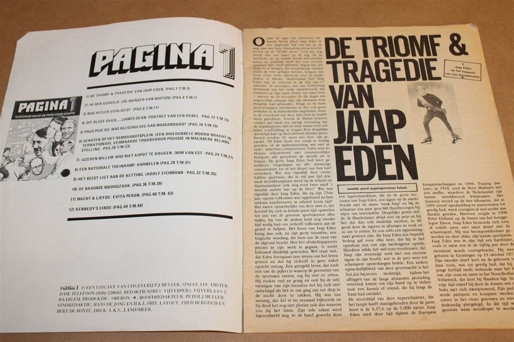 Pagina 1 Nr. 1 — o.a. Jaap Eden, Hitler en Kennedy 1972, Boeken, Ophalen of Verzenden, Gelezen, Europa