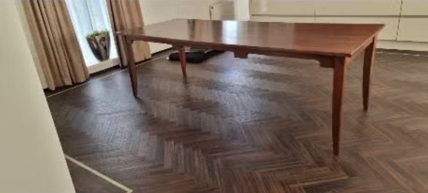 Houten( Teak )eettafel 250 cm, Huis en Inrichting, Tafels | Eettafels, Ophalen, Overige materialen, 100 tot 150 cm, 200 cm of meer
