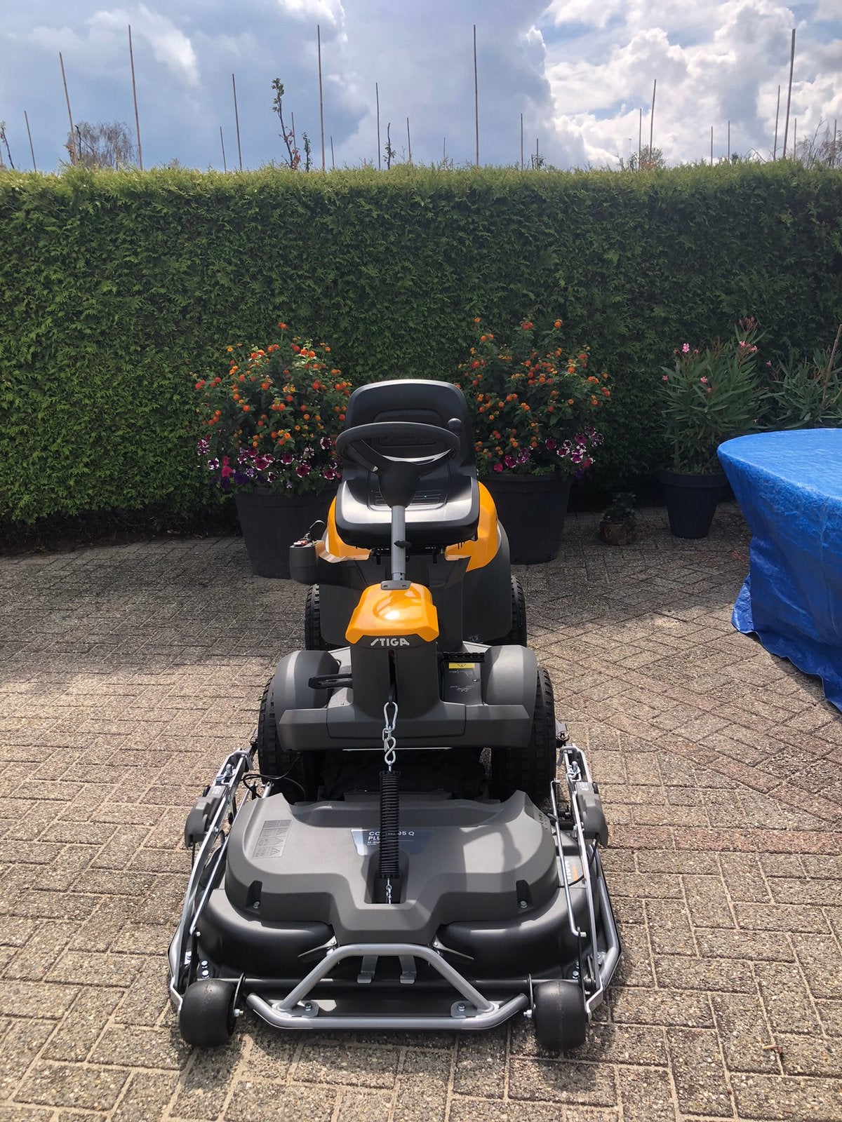 Frontmaaier stiga park 500 incl.maaidek combi 95 Q plus, Ophalen, Nieuw, Elektrische starter, 90 tot 120 cm