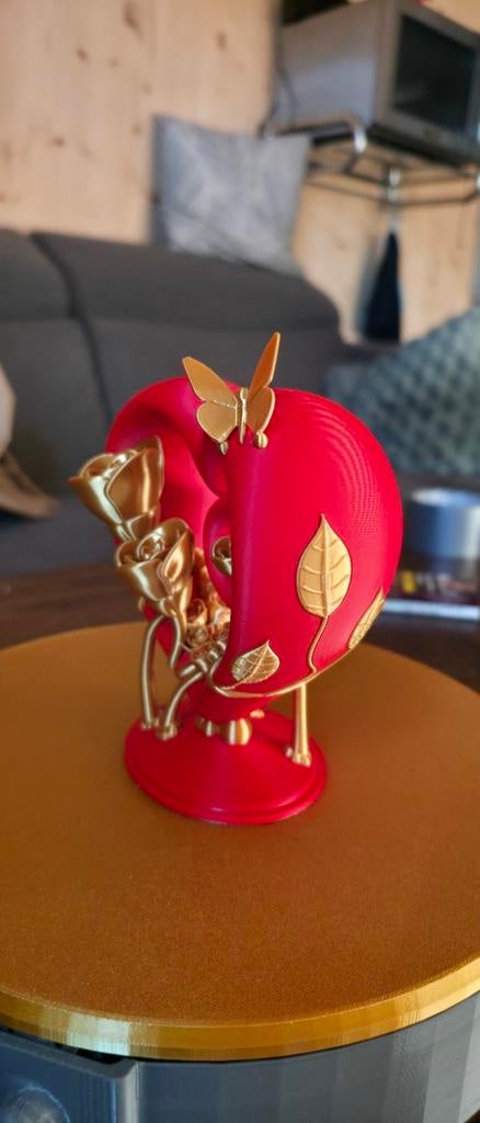 3D Geprint Hart met Rozen en Vlinder - Valentijnscadeau, Nieuw, Kunststof, Ophalen of Verzenden, Modern
