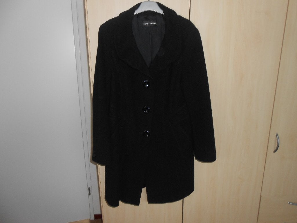 Mooie zwarte jas/mantel maat 44 Gerry Weber z.g.a.n., Zwart, Maat 42/44 (L), Ophalen of Verzenden, Zo goed als nieuw