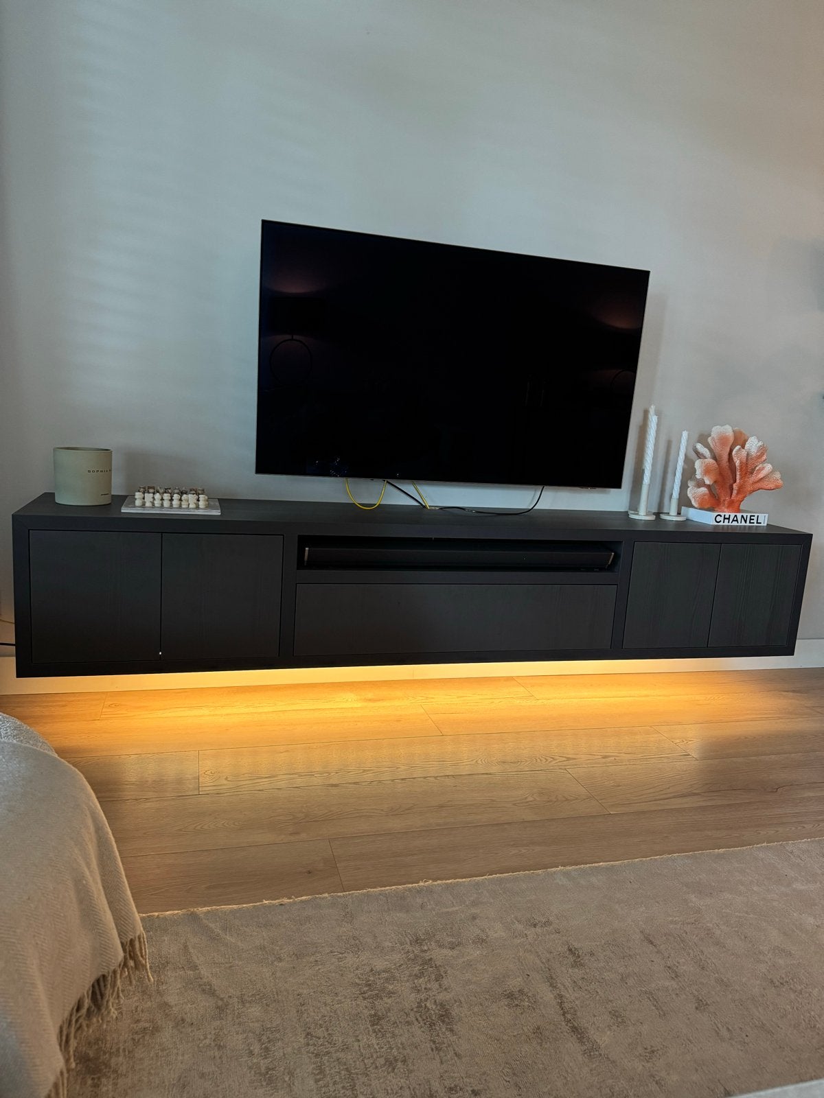 Op maat gemaakt zwevend tv-meubel, Huis en Inrichting, Ophalen, Zo goed als nieuw, 200 cm of meer, Minder dan 100 cm