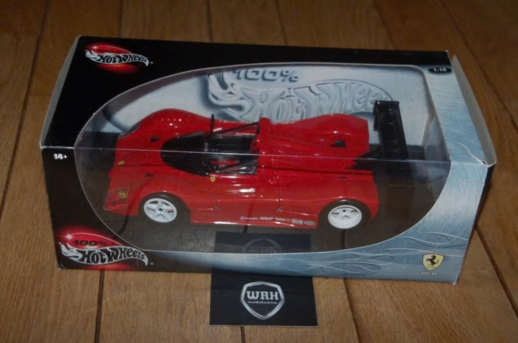 1:18 FERRARI 333 SP rosso corsa Hotwheels in doos WRH, Hobby en Vrije tijd, Verzenden, Zo goed als nieuw, Auto, Hot Wheels
