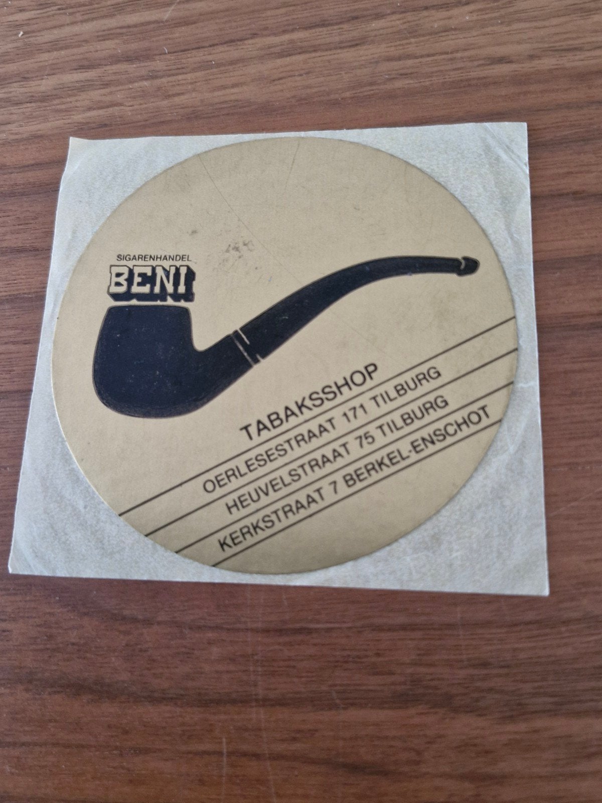 11160 Vintage Sigarenhandel Beni Tabaksshop Sticker Tilburg, Verzamelen, Ophalen of Verzenden, Gebruikt, Overige typen