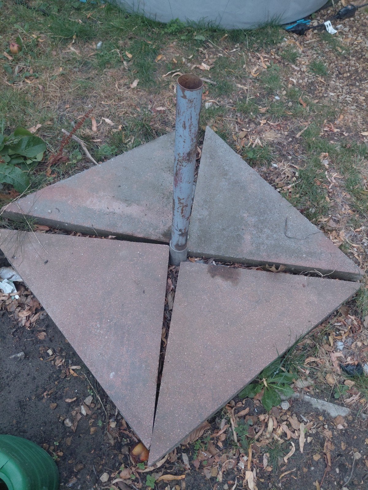 Parasolvoet met 4 tegels, ook geschikt voor droogmolen, Tuin en Terras, Ophalen, Gebruikt, Minder dan 1 meter, Parasolvoet
