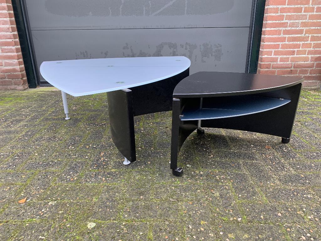 Leolux Joey salontafel met bijzettafel zwart, Ophalen, Zwart, Zo goed als nieuw, Modern