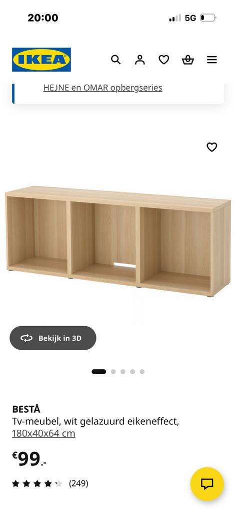 Besta tv meubel, Ophalen, Zo goed als nieuw, 25 tot 50 cm, Minder dan 100 cm